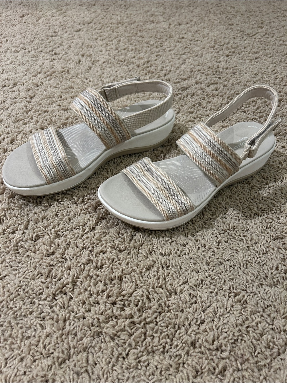 Cloudsteppers by Clarks Beige and Cream Strappy Comfort Sandals